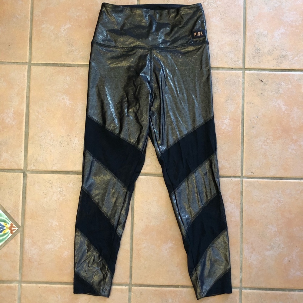 VS PINK Metallic Dark Gold Leggings SZ. S